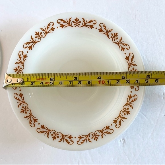 Pyrex Brown Filigree Milk Glass Saucer Plates By Corning  Vintage Made In USA - Picture 14 of 15